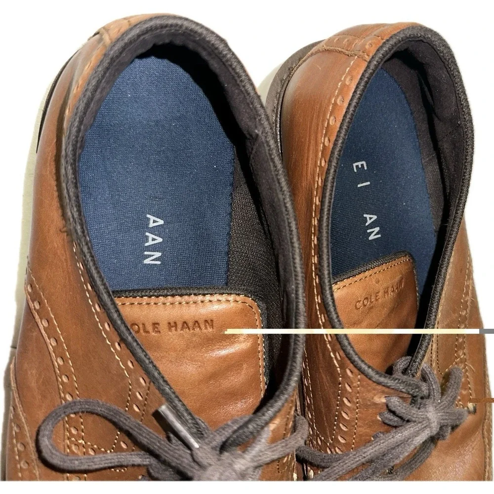 Cole Haan Men's 10.5M Original Grand‎ Wingtip Oxford Brown Leather C34120 Shoes